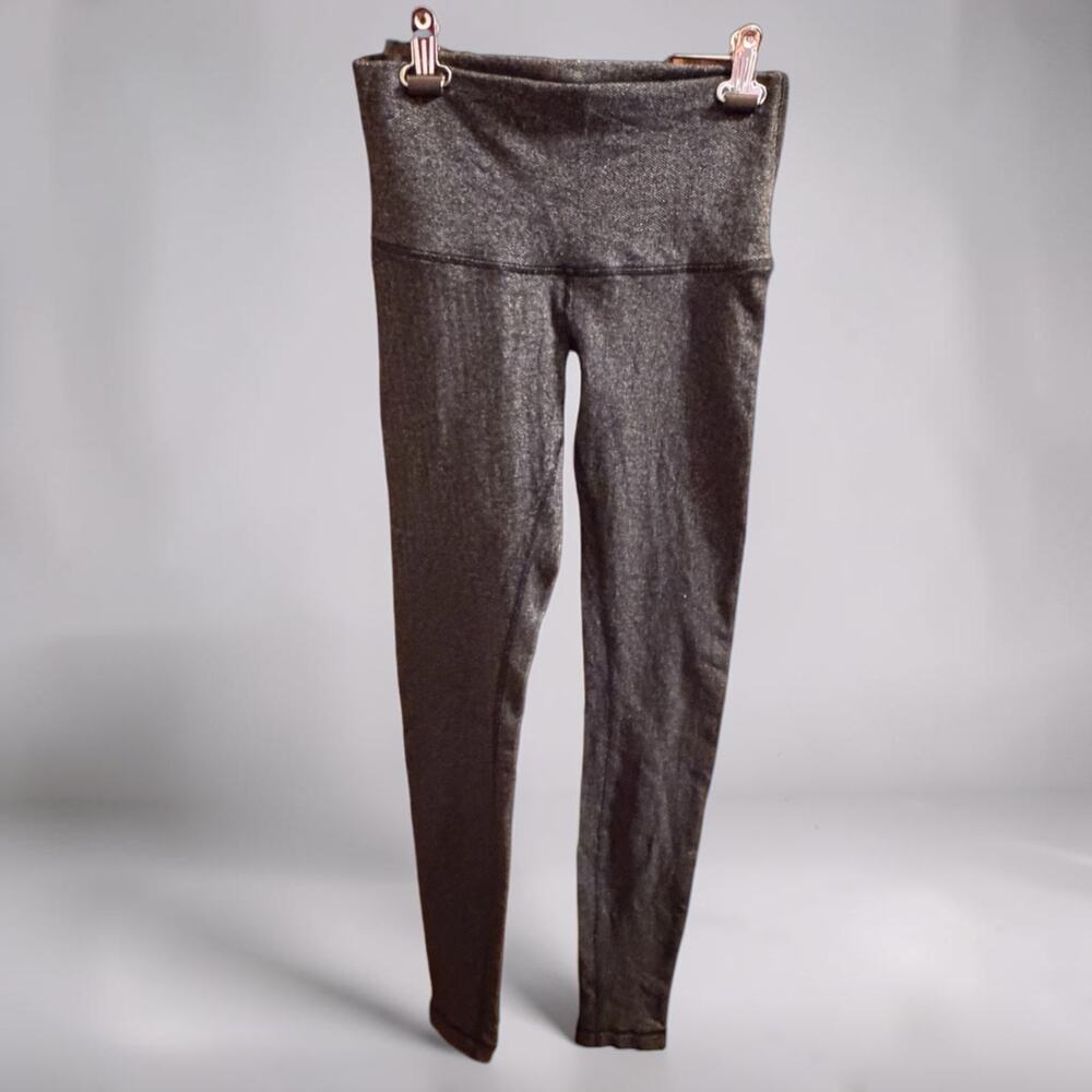 Lululemon Herringbone Leggings Gray Black Size 6 Yoga Pants